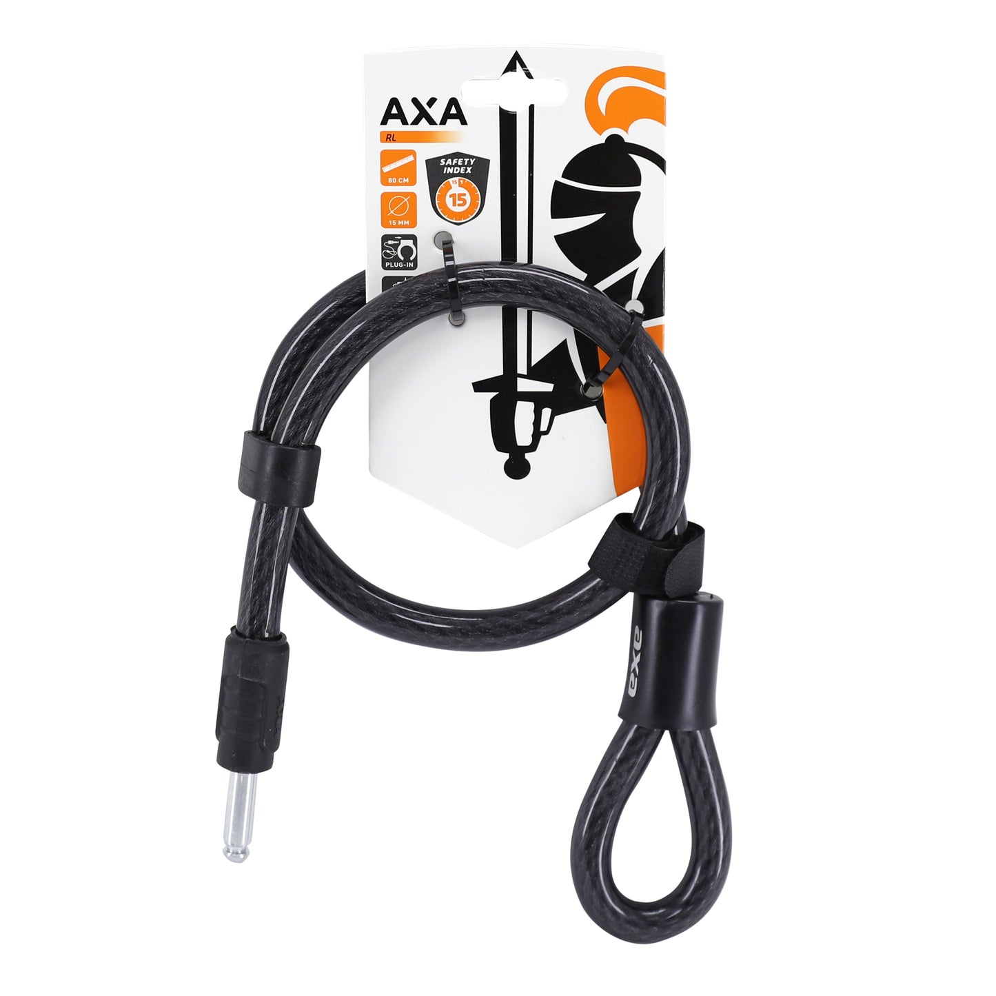Axa RL looped cable bike lock for horseshoe plug cable diam 15 mm l 0.80m plug depth 35mm diam 10mm