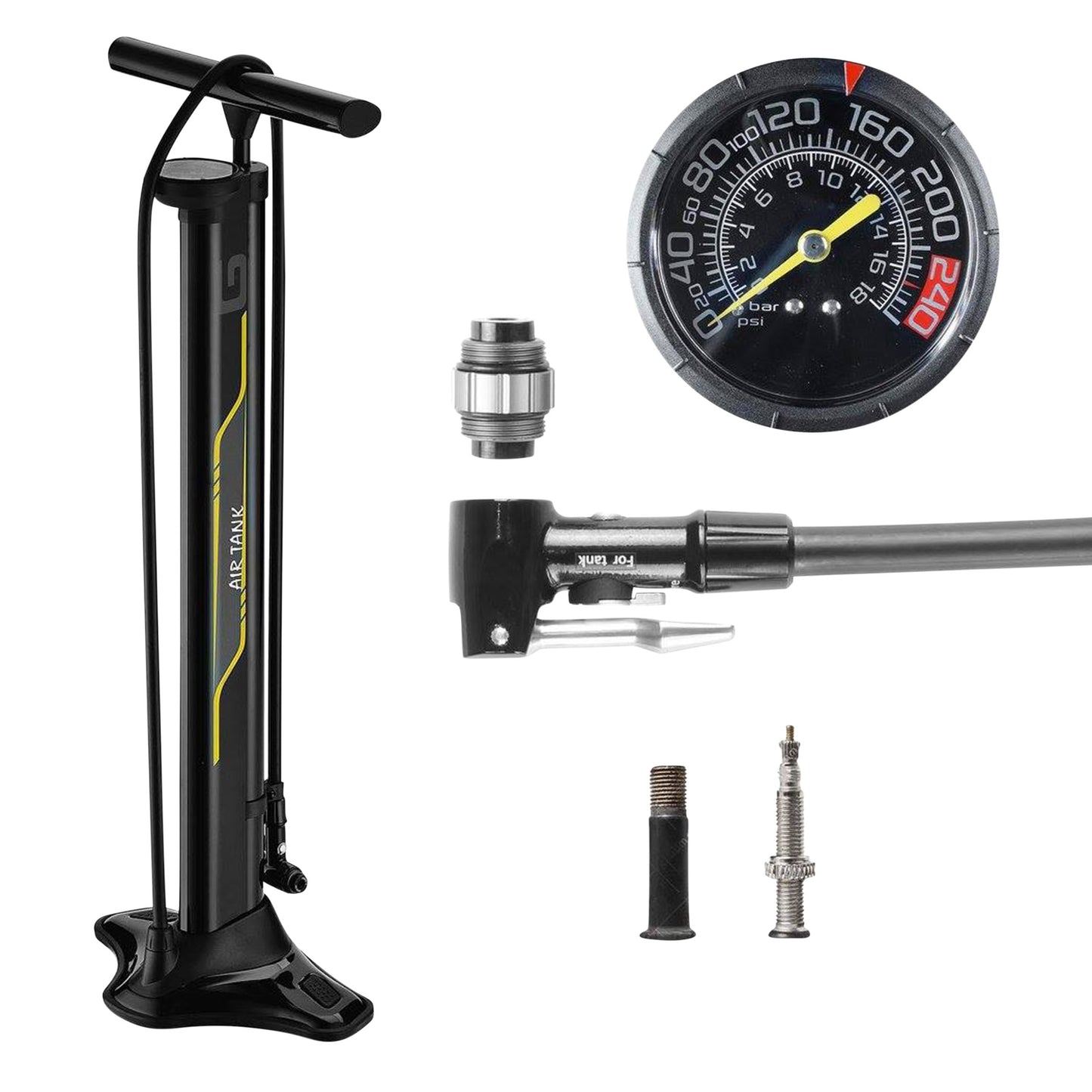 Pompe à pied Giyo tubeless Newton acier 17 bars