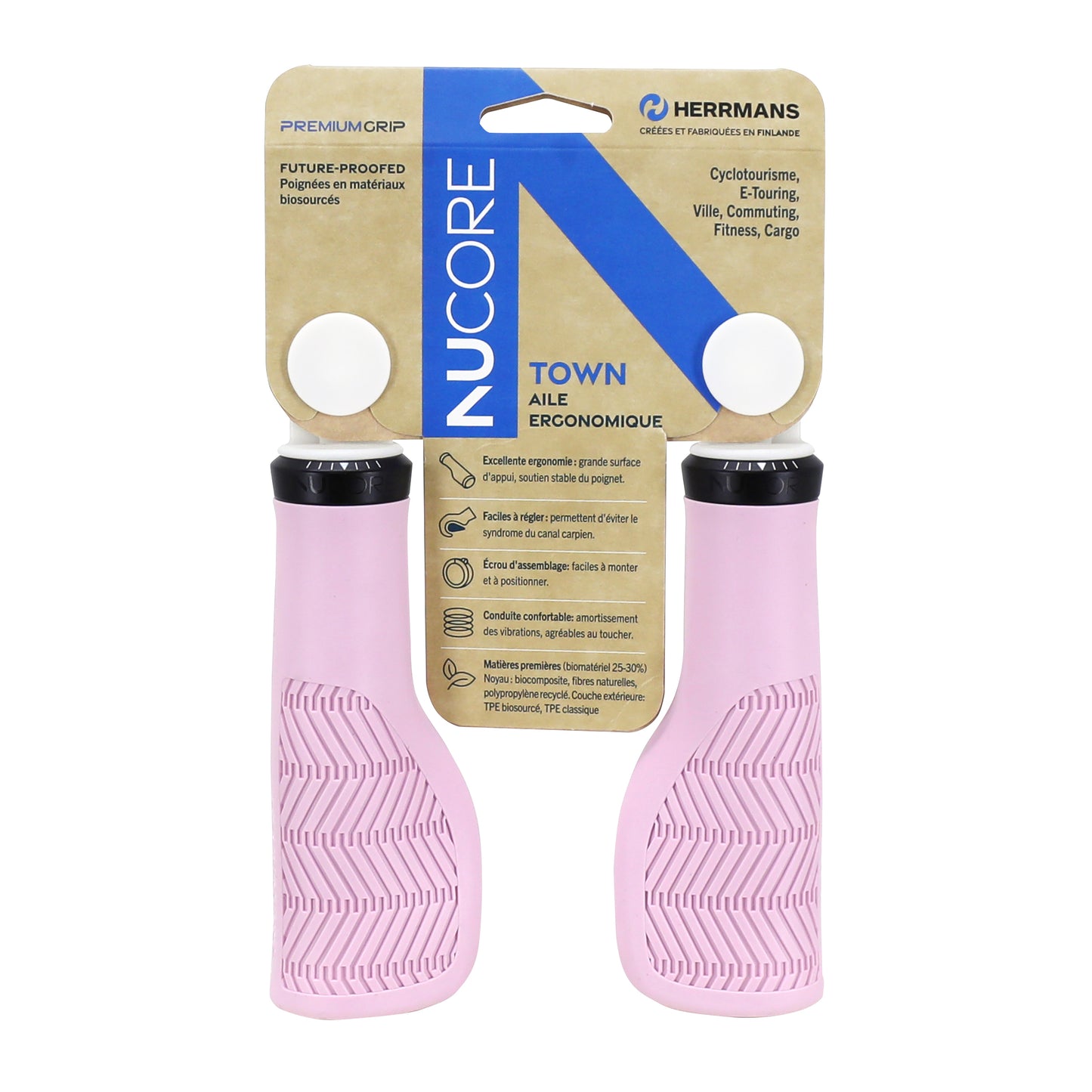 City Herrmans Nucore Town Ergo light pink 130mm grips