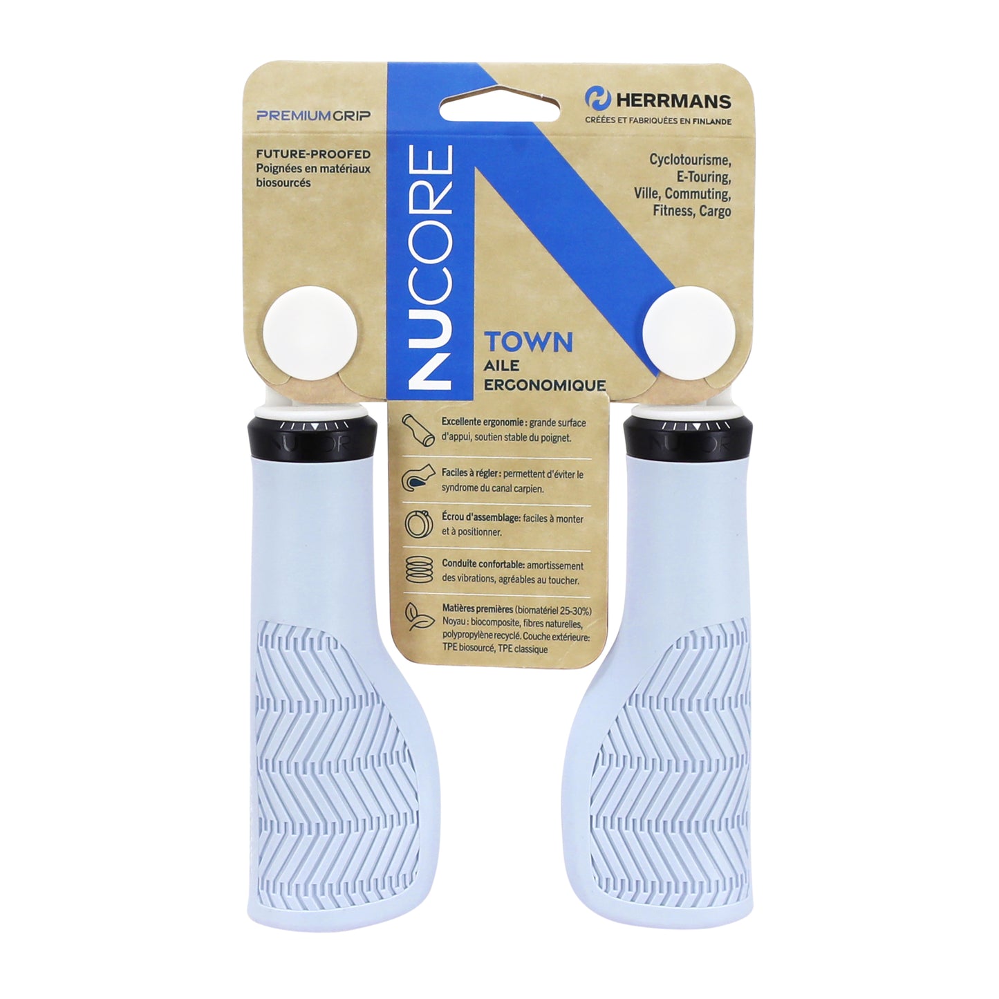 Herrmans Nucore Town Ergo Light Blue City Grips 130mm