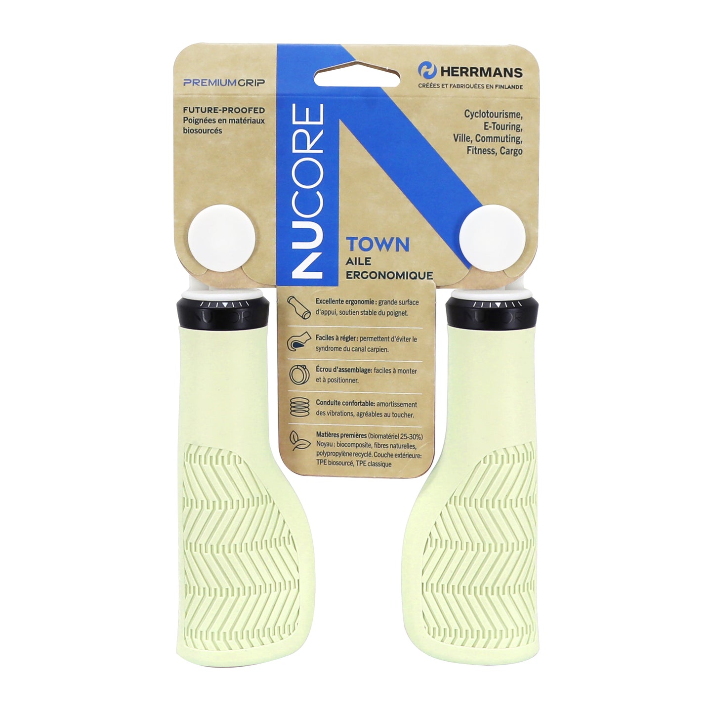 City Herrmans Nucore Town Ergo Cream 130mm Grips