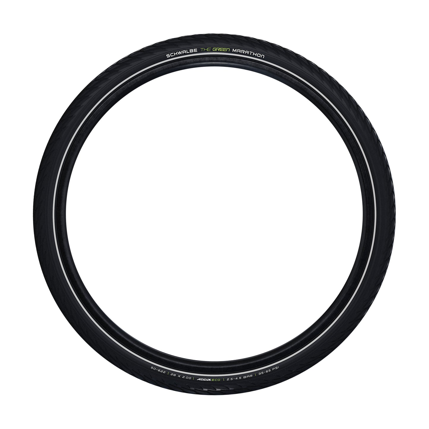 Tire City 27 X 1 1-4 Schwalbe Marathon Green Black TR (32-630) GreenGuard reinforcement Reflex sidewall E-bike compatible