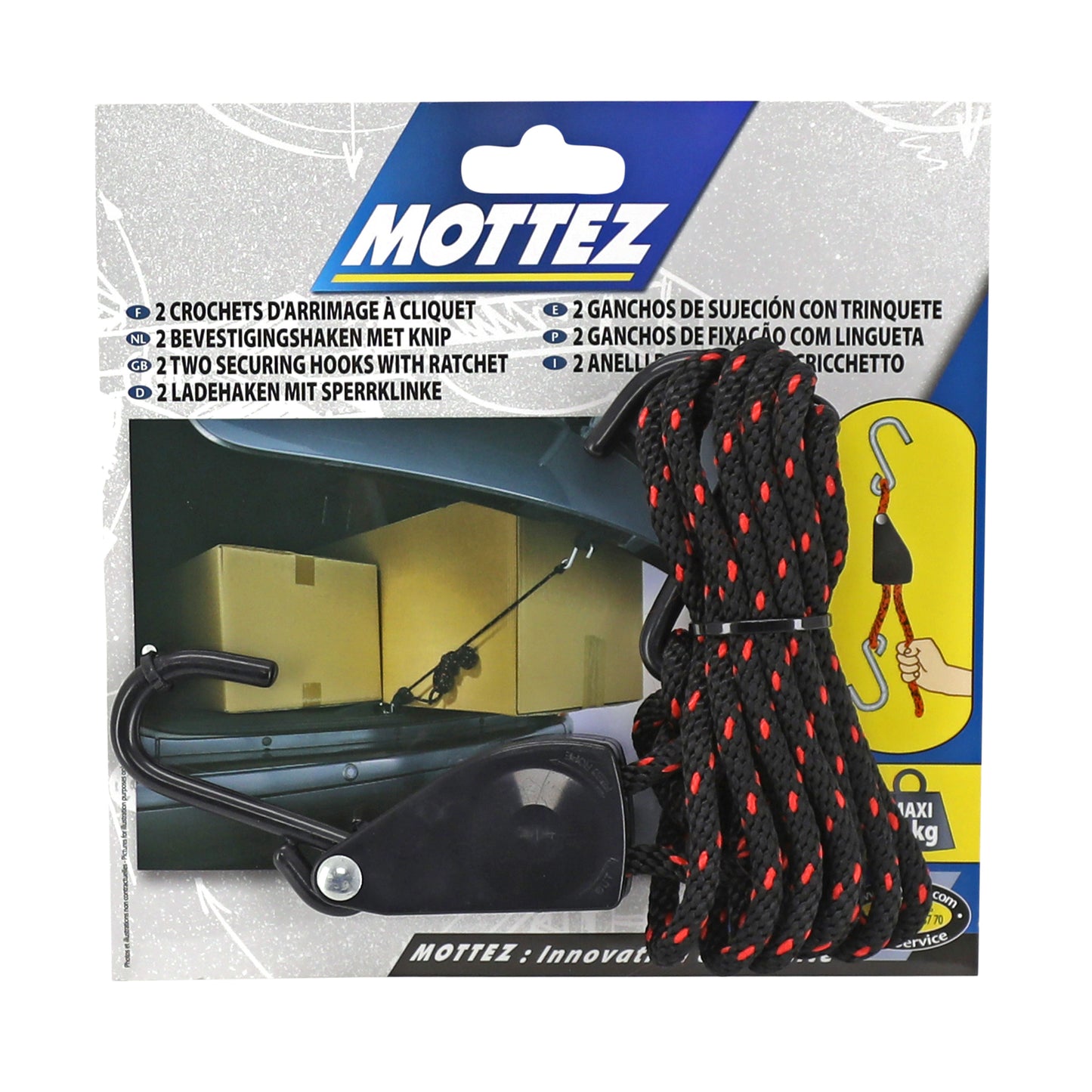 Mottez Ratchet Strap 2.5 m, 70 kg Load