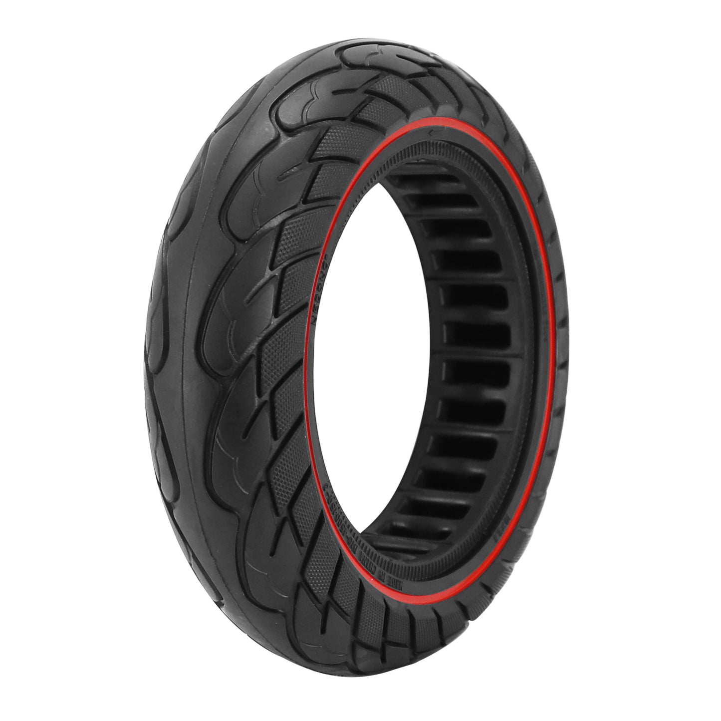 Pneu Trottinette plein 10 X 2.50 Noir Liseret Rouge (Jante Largeur 45mm)