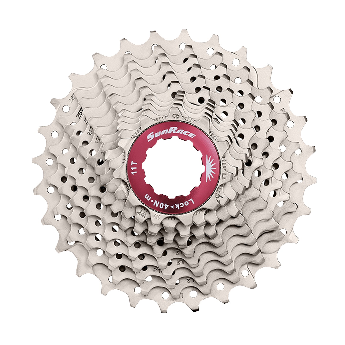 Cassette 11s. Sunrace RX1 11-36 Road - Gravel for Shimano Metallic Silver (11,12,13,15,17,19,22,25,28,32,36)