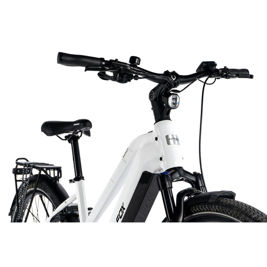 29" Leader Fox Sandy F White Electric Hybrid Bike Bafang RE 20Ah