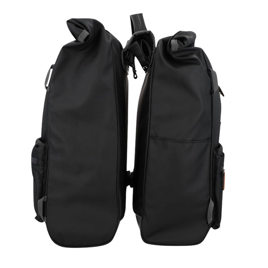 Sacoche arrière vélo double Hapo.g roll-Top 2x25l noir 61x33x16cm / fixation sangles réglables et velcros sur porte bagage