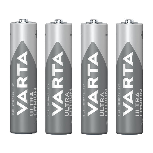 Varta LR03 AAA Ultra Lithium 1.5V batteries sold in packs of 4