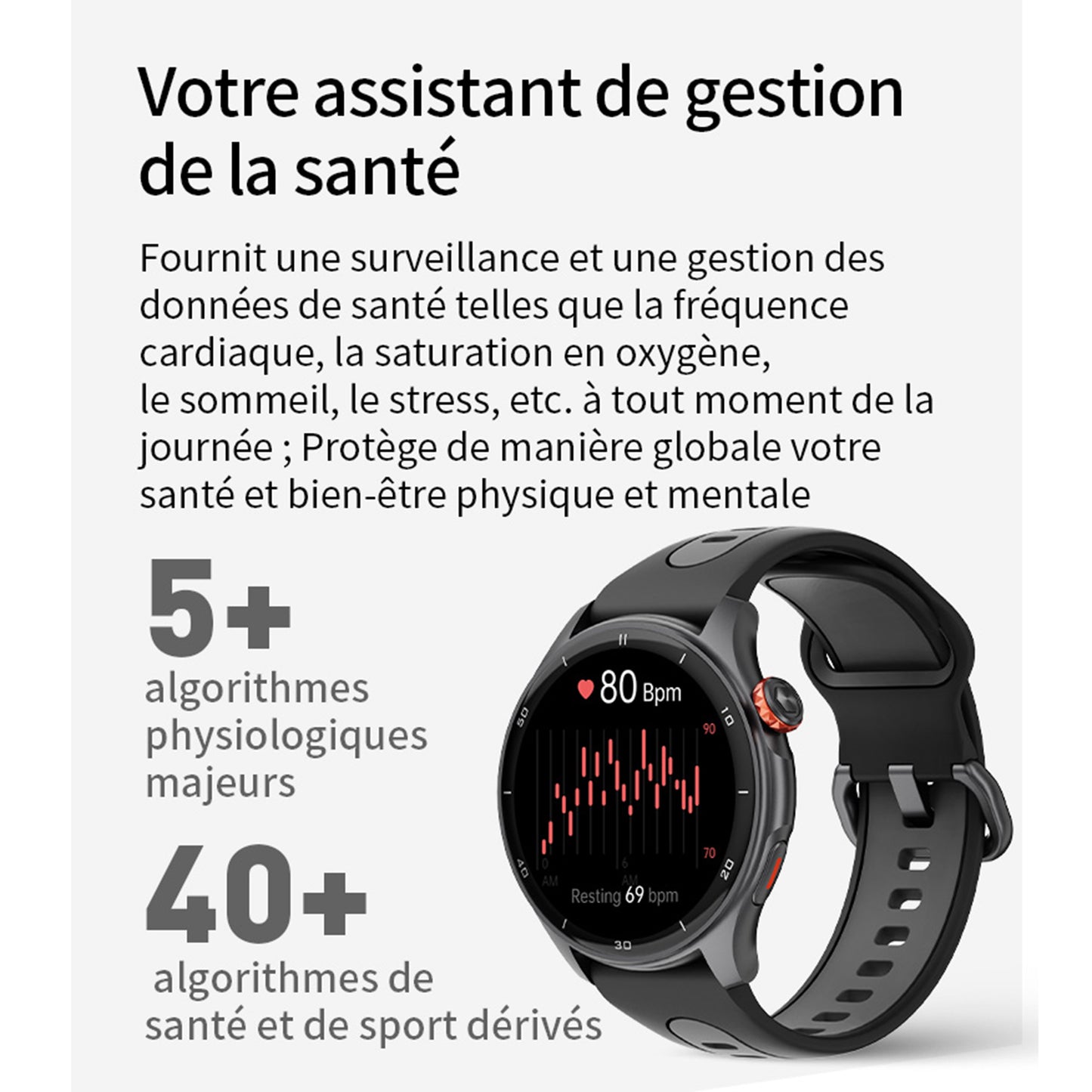 Montre Gps - compteur Igpsport lw10 noir- calories - fréquence cardiaque - sommeil - et plus de 45 algorithmes santé