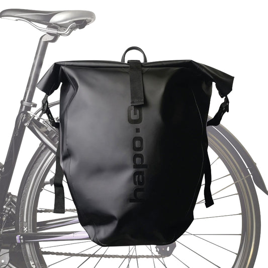 Sacoche arrière vélo latérale Hapo.g waterproof pvc 20l noir vendu à l'unité / fixation crochets sur porte bagage