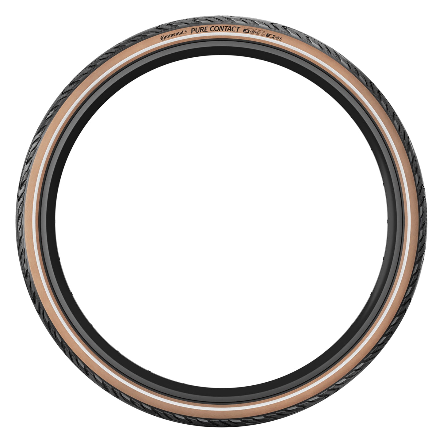 Continental Pure Contact 28 X 2.20 Urban MTB Tire Black with Brown Sidewall Reflex Tubeless Ready (55-622) E-Bike Compatible