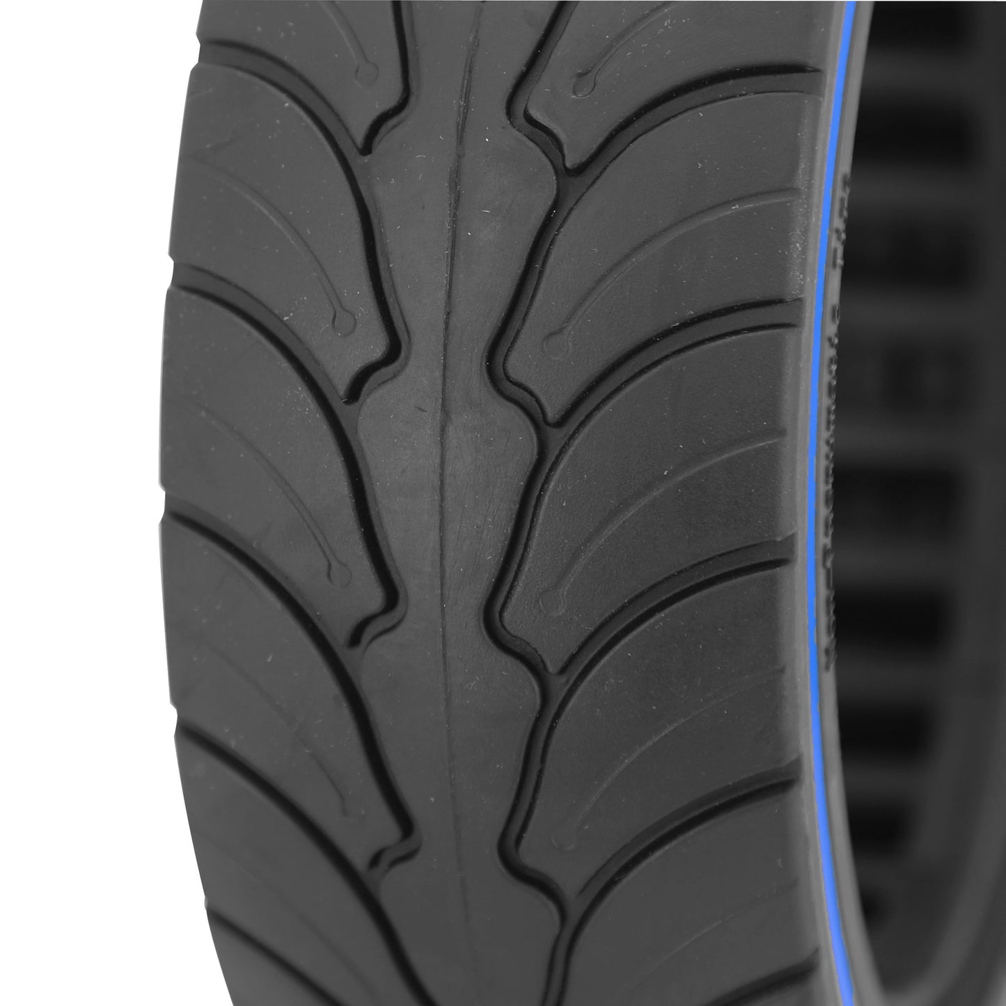 Pneu Trottinette plein 8 X 2.50-6.1 Noir Liseret Bleu - Largeur Interieur 58 mm (Pour Dualtron MINI)