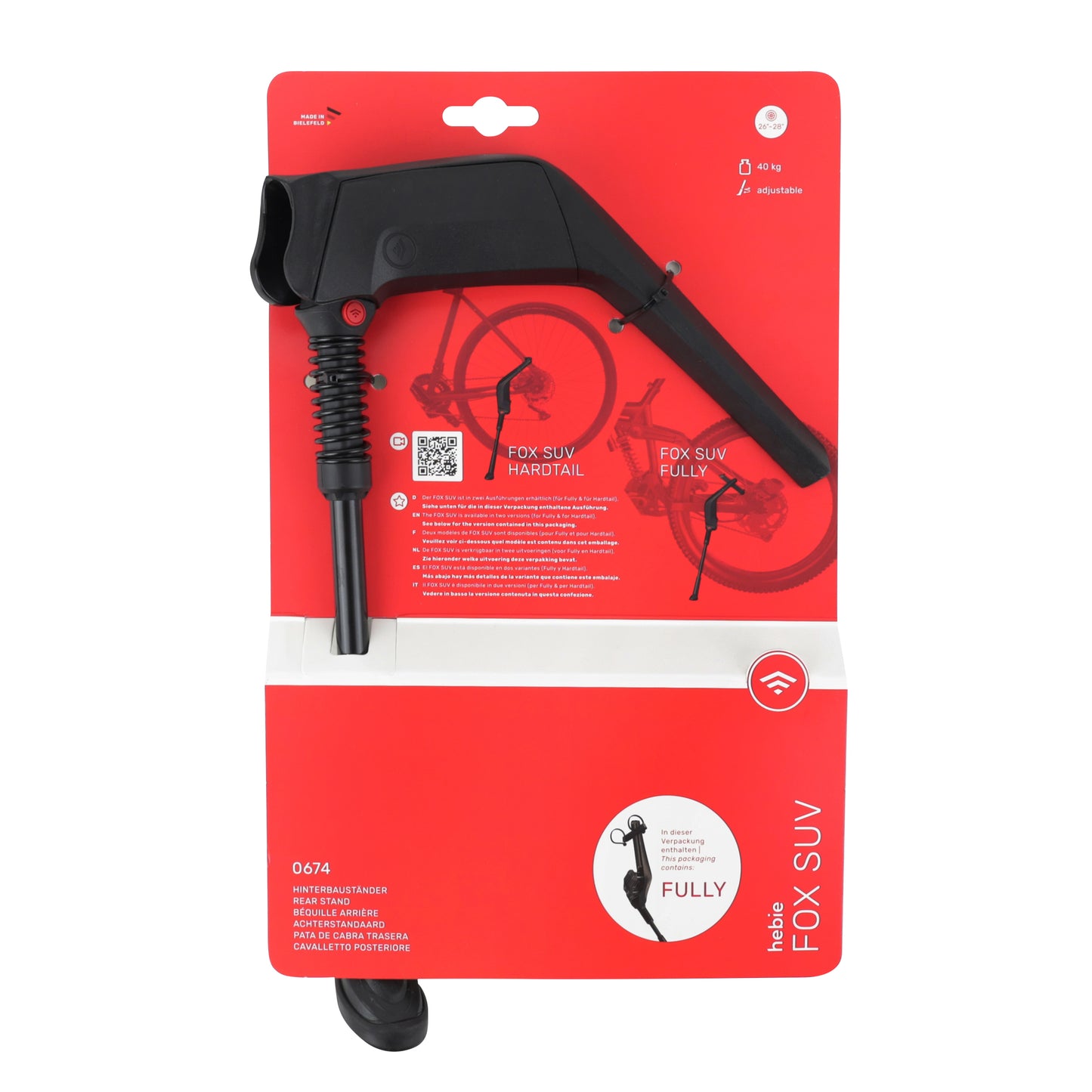 Fox SUV Sully Hebie 26-29" Adjustable Aluminum Black Side Bike Kickstand
