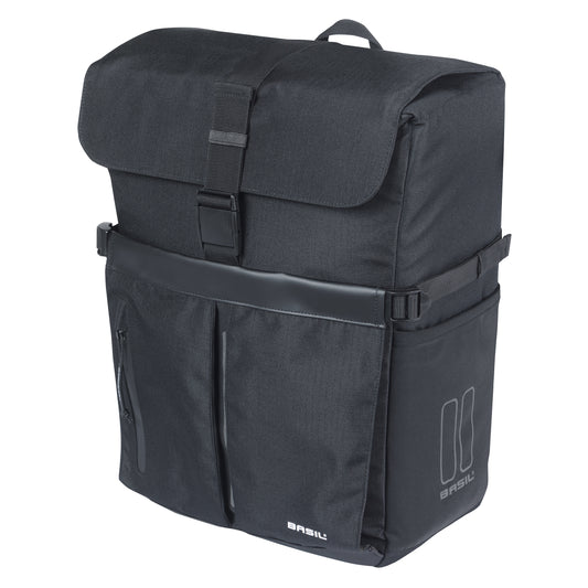 Sacoche arrière vélo latérale sac bandoulière Basil move commuter noir droit-gauche 15l fixation mik studs pour porte bagage