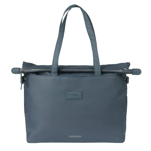 Sacoche arrière vélo latérale sac ordinateur portable Basil manhattan waterproof bleu marine droit-gauche 12l fixation hook ON 12x38x30cm fermeture pliante anti-pluie