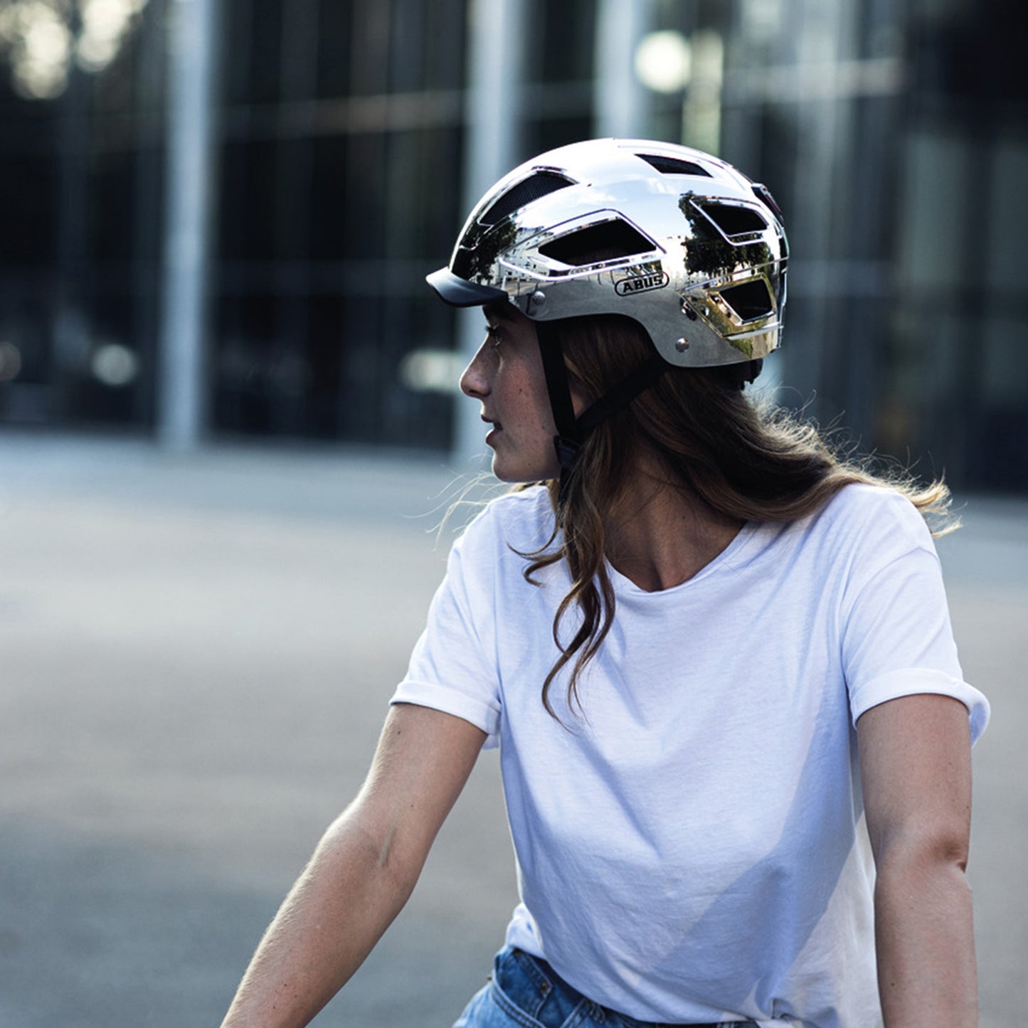 Casque vélo adulte Abus urbain hyban 2.0 chrome