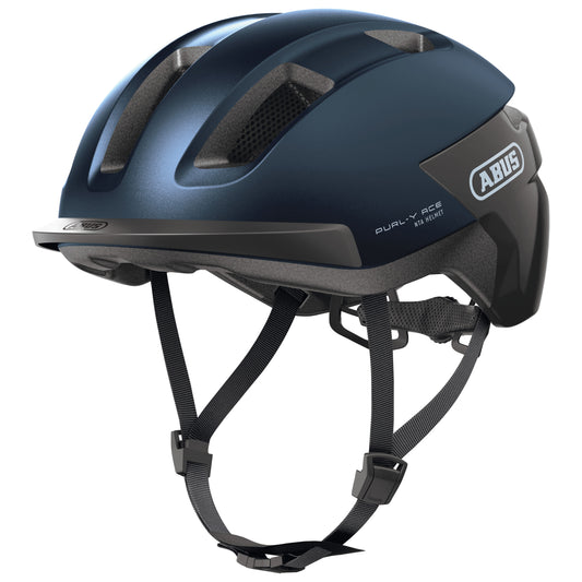 Abus Urban Purl-Y Ace Adult Bike Helmet, Navy Blue, Integrated Lighting