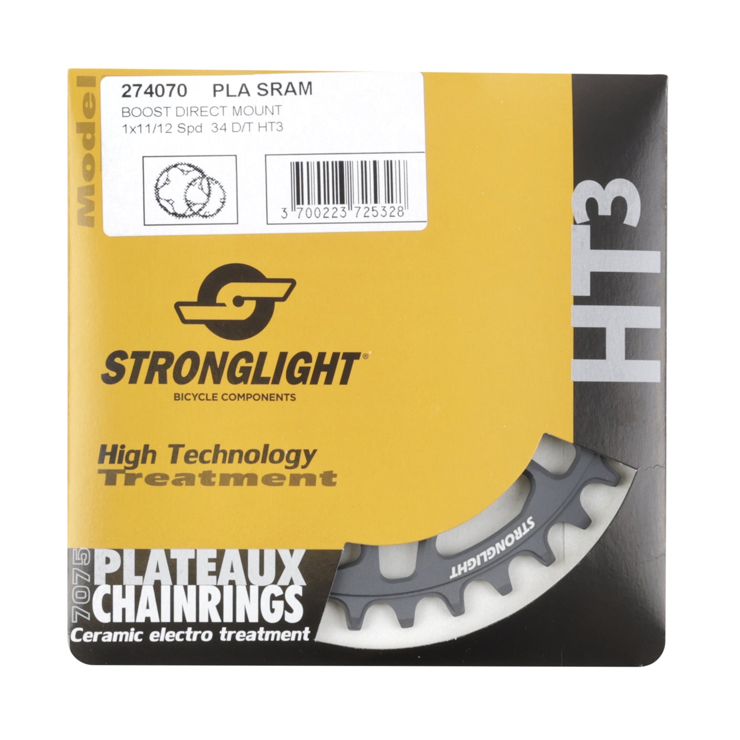 Plateau VTT direct mount Stronglight pour SRAM X01 XX1 34D 12V