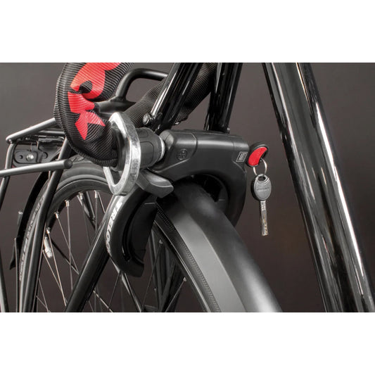 Antivol vélo fer à cheval Trelock RS453 noir avec fixation pour pneu ballon écart pour pneu 72 mm