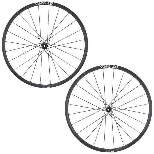 Roues route-gravel disque 700 DT Swiss Road P1600 tubeless centerlock 12-142 et 12-100mm SRAM XDR 12V noir hauteur 23mm jante 22C vendu à la paire + kit tubeless + plaquettes de frein