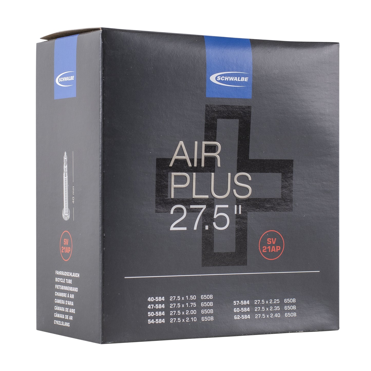 Chambre à air vélo 27.5 x 2-2.40 Schwalbe air plus valve presta 40mm (sv21ap)