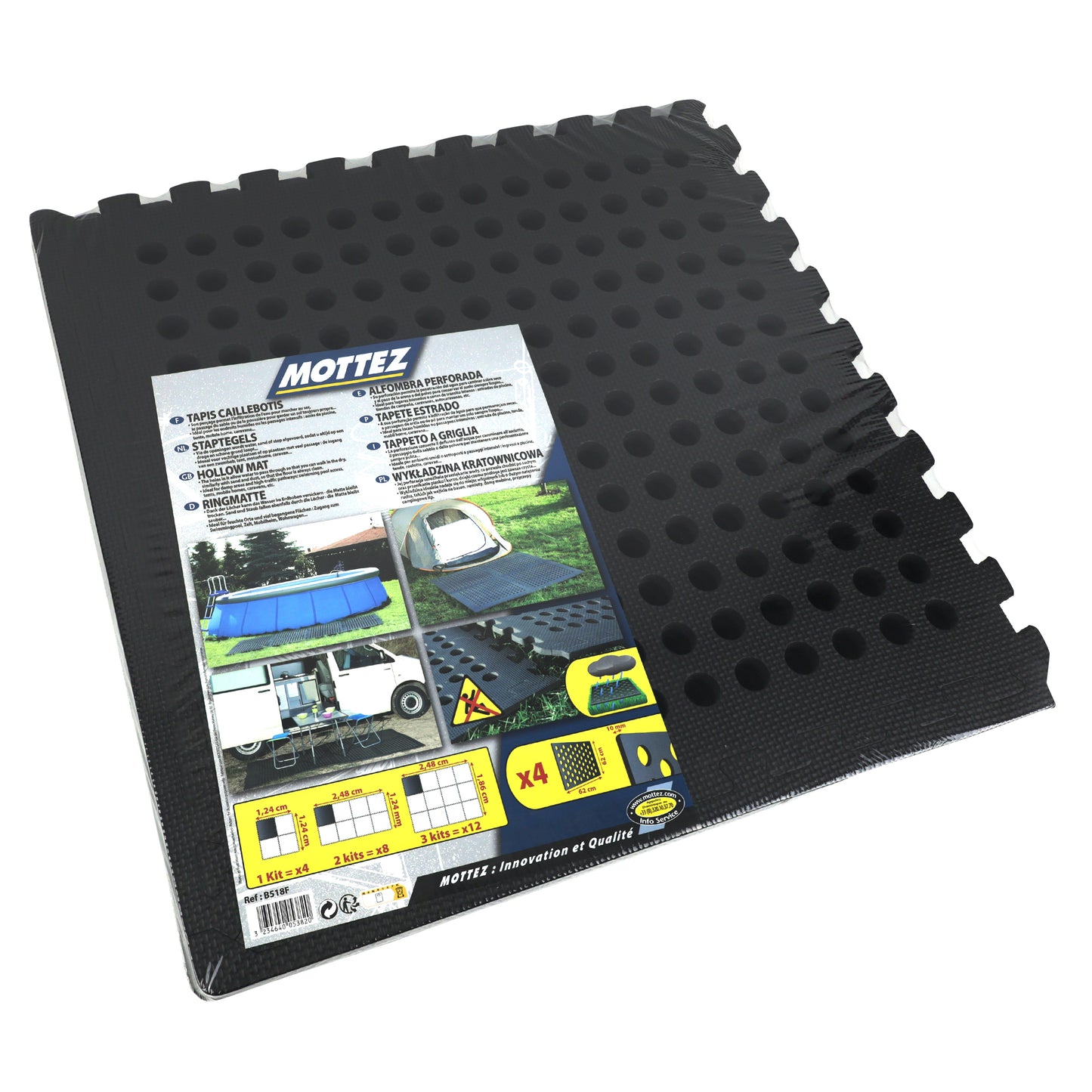Mottez workshop interlocking floor tiles 61 x 61 cm set of 4