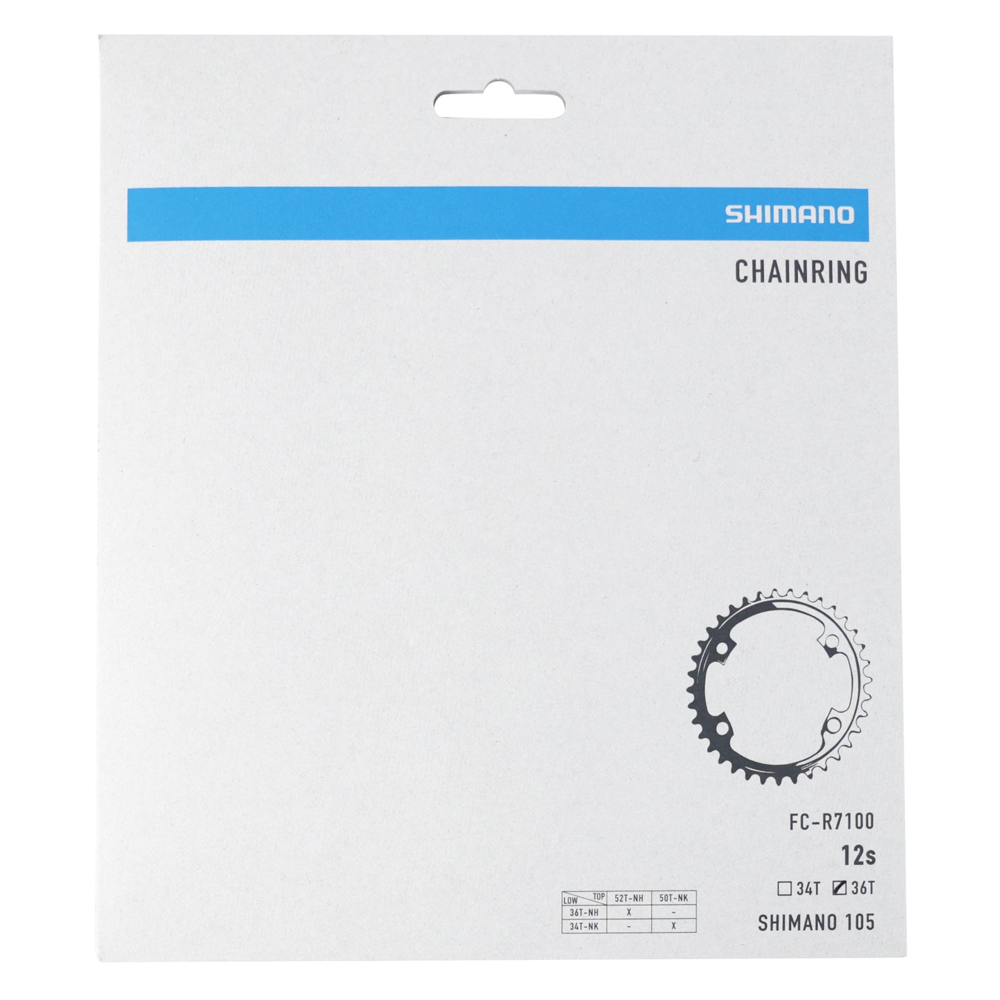 Chainring road 4-arm BCD 110 for Shimano 105 R7100 36T 12-speed