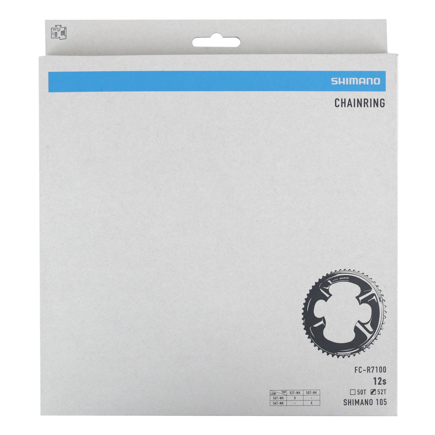 Plateau route 4 bras D110 pour Shimano 105 R7100 52D 12V
