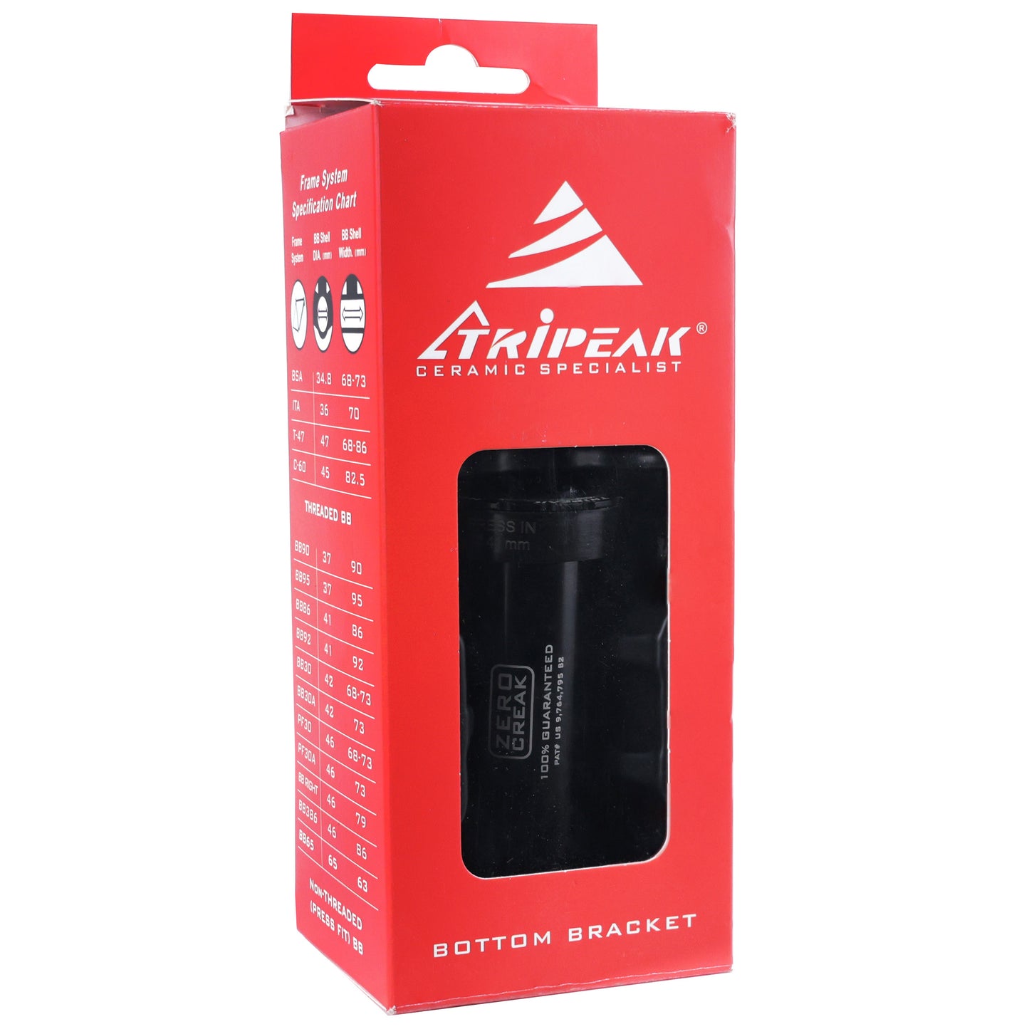 Bottom bracket integrated MTB-road Tripeak ceramic pressfit-twistfit 86-92 mm diam 41 mm for 24 mm axle (Shimano compatible)