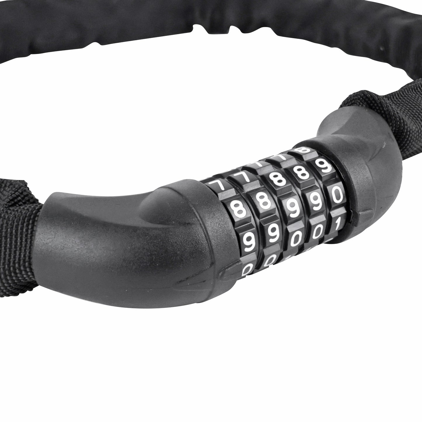 Bicycle - scooter anti-theft chain with code, steel, 85 cm long, black - security level 8