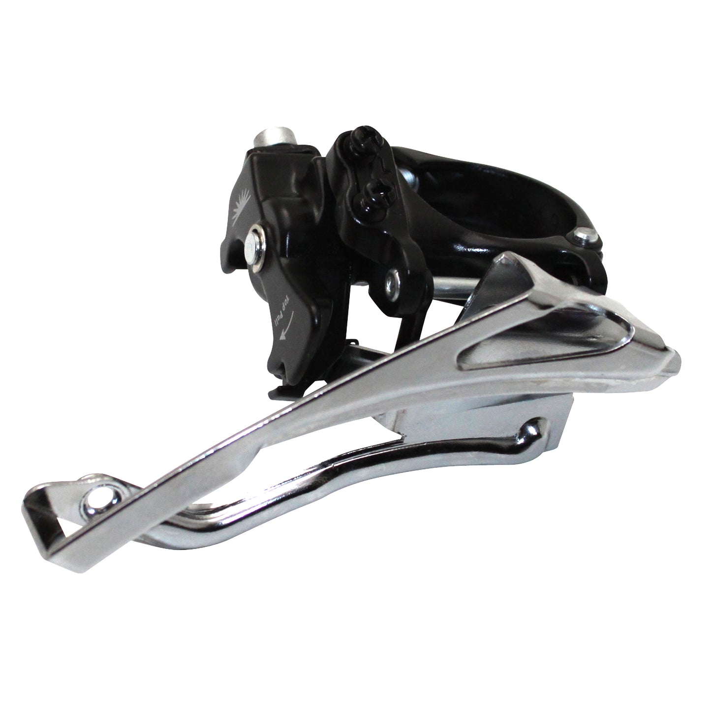 Dérailleur VTT avant Sunrace m30 à collier bas 34,9 pour 48x38x28 tirage haut-bas avec collier adaptateur 31.8 et 28.6