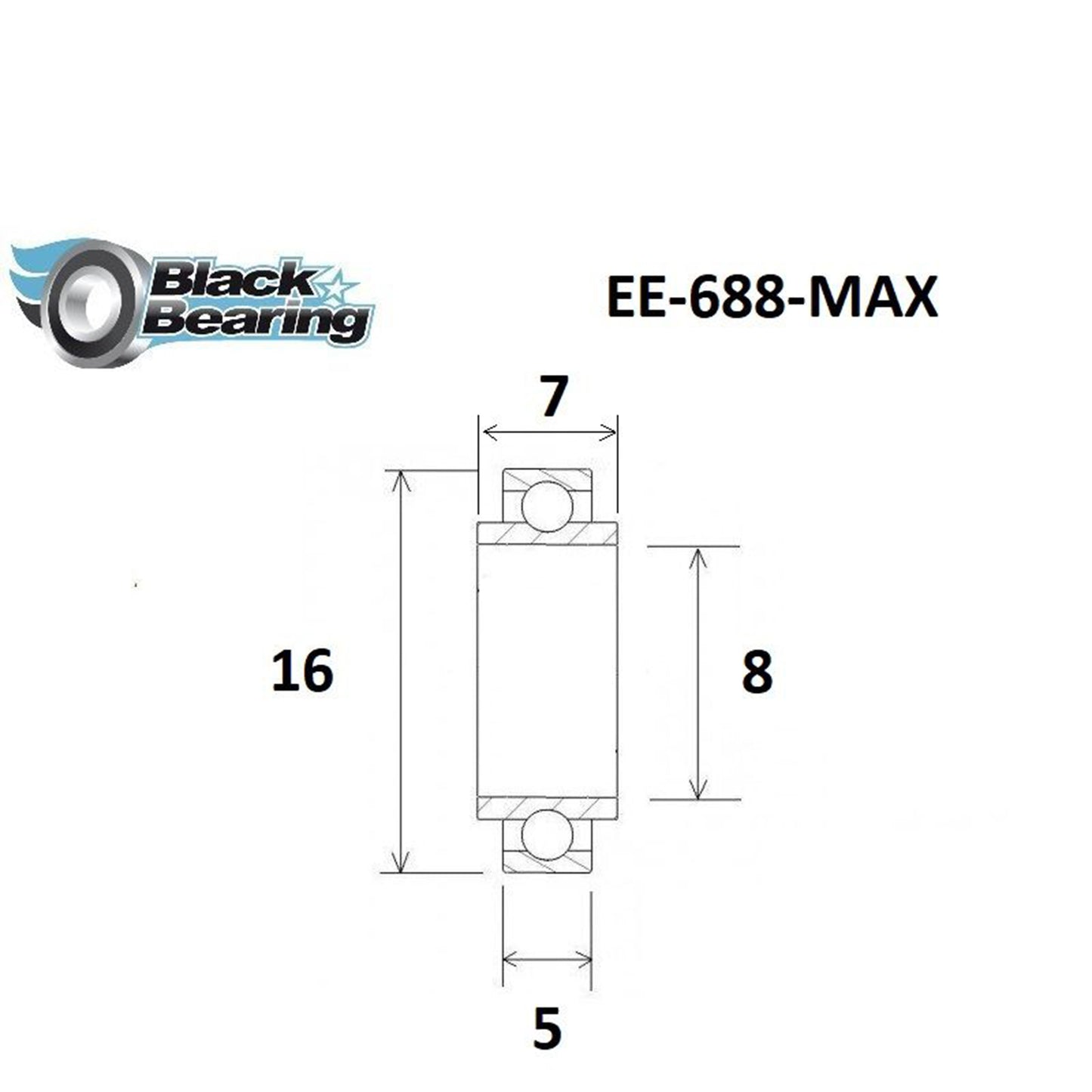 Roulement cadre suspendu BlackBearing MAX 8x16x7 688-EE