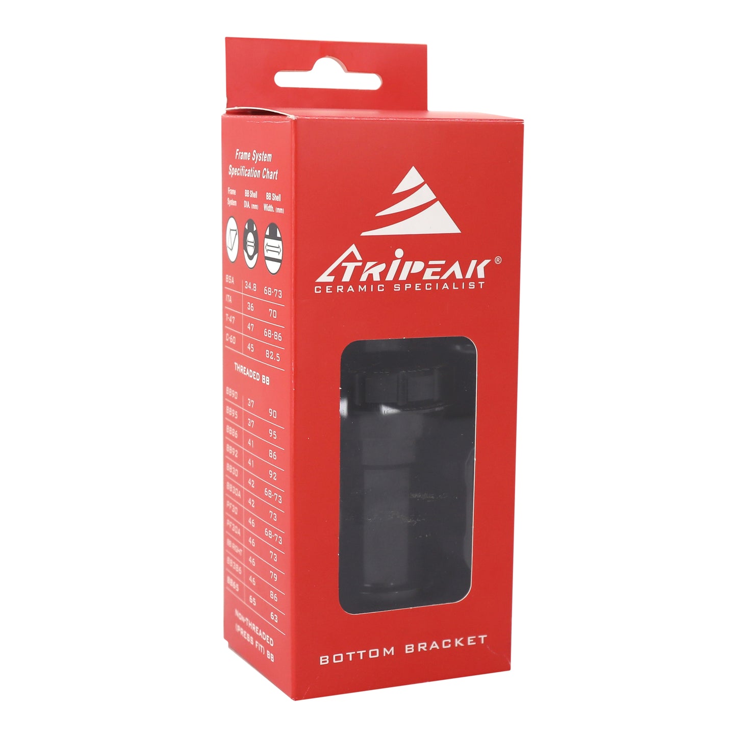 Integrated bottom bracket shell MTB-road press-fit-twistfit Tripeak ceramic 73 mm dia 42 mm for 28.99 mm/30 mm axle (Sram dub/rotor, Cannondale compatible) (bottom bracket tool included)