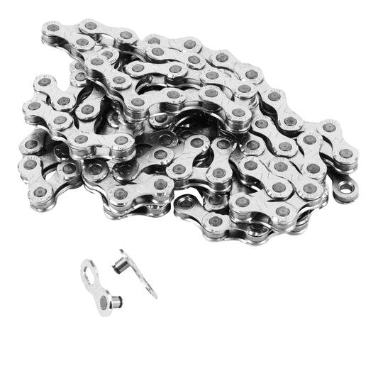 Chaîne vélo VAE 11v. Kmc turbo 132 maillons argent avec connecteur cl555 compatible bosch et autres