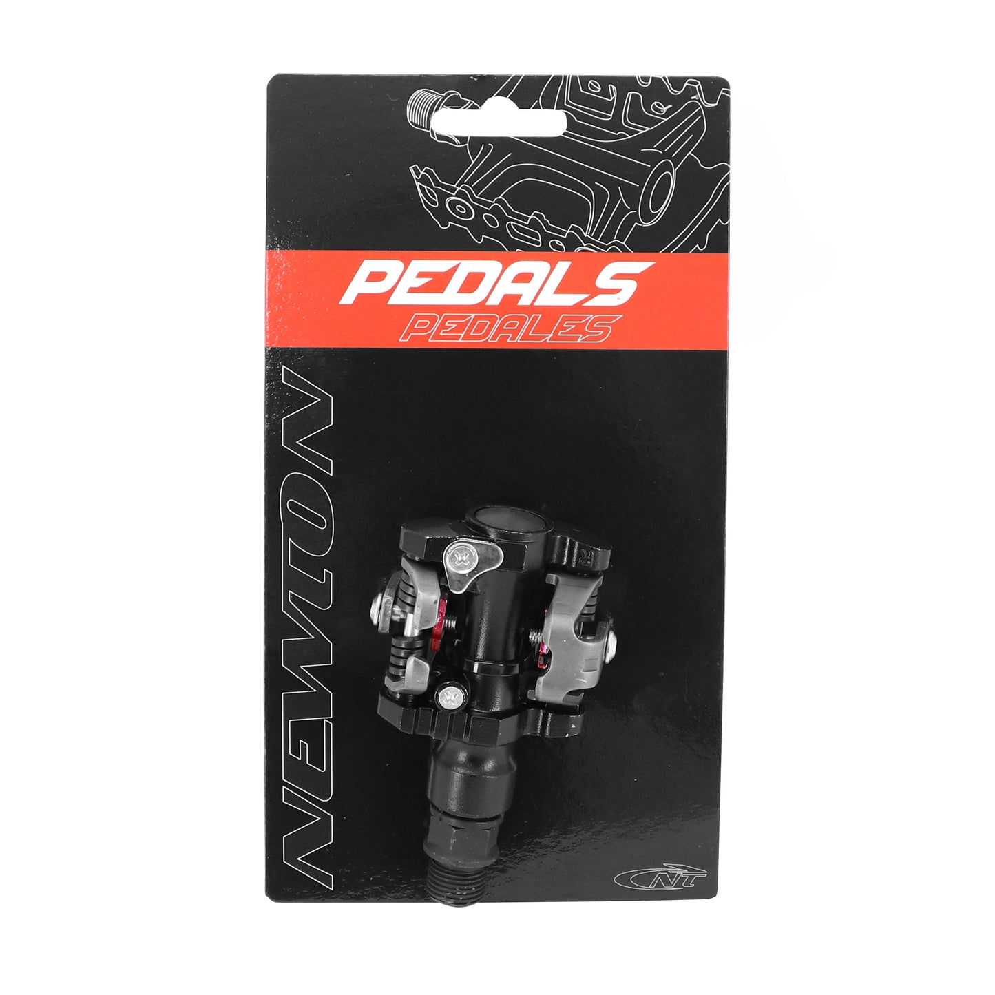 Pédale VTT automatique Newton type SPD alu noir + cales