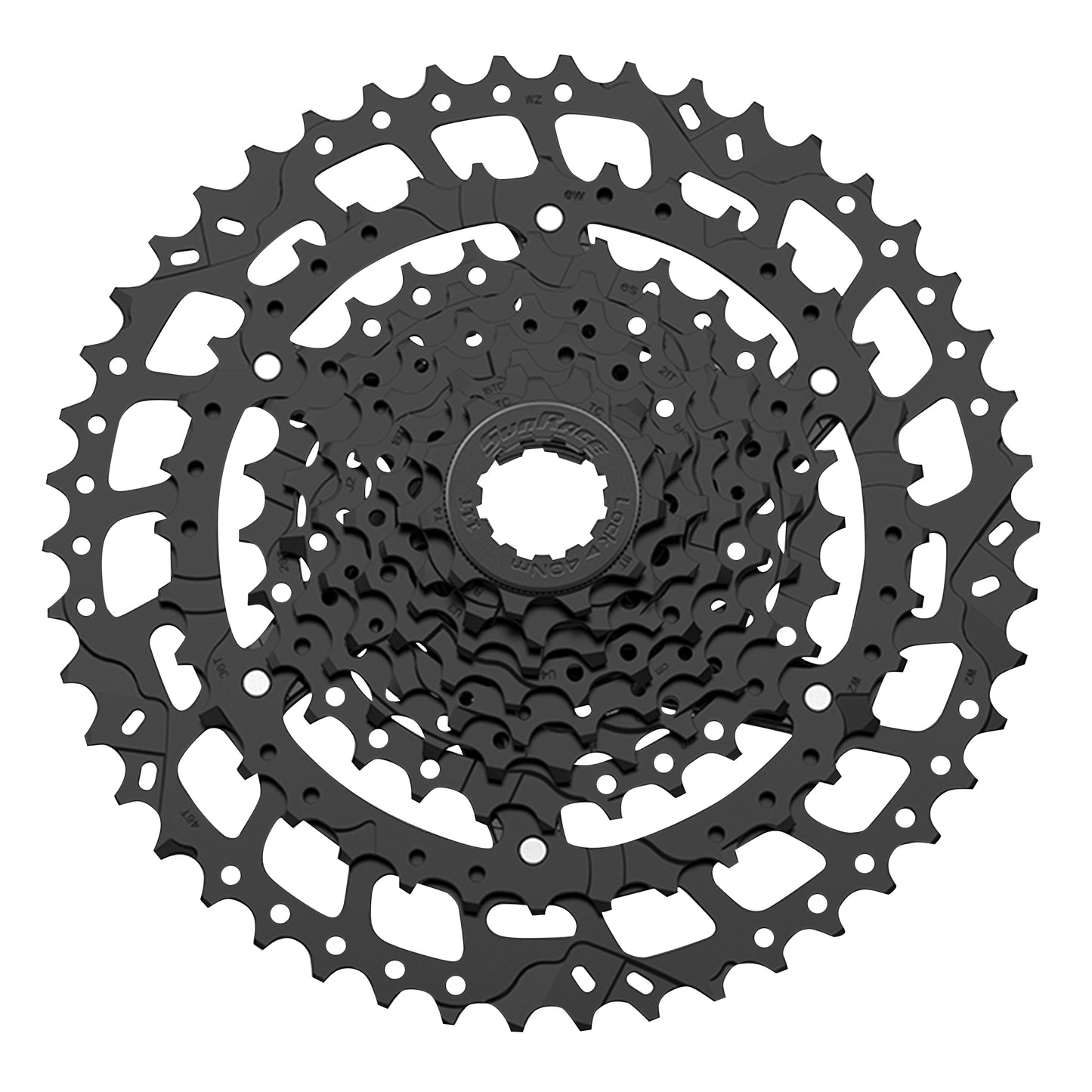 Sunrace U-series CSU980 11-46 black MTB 9-speed cassette (11-13-15-18-21-24-28-36-46) - Shimano Cues, Linkglide compatible