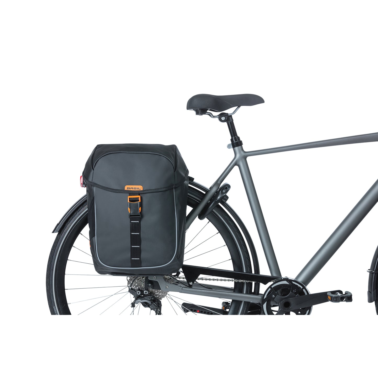 Basil Miles Waterproof Double Pannier Bag 34L Black-Orange for MIK 2.0 System on Luggage Rack 37x13x25cm