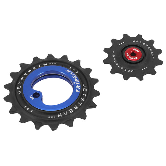 Tripeak 12-18 tooth ceramic 12x1v aopw derailleur pulley. Sram axs xplr red-force-rival dark blue set of 2