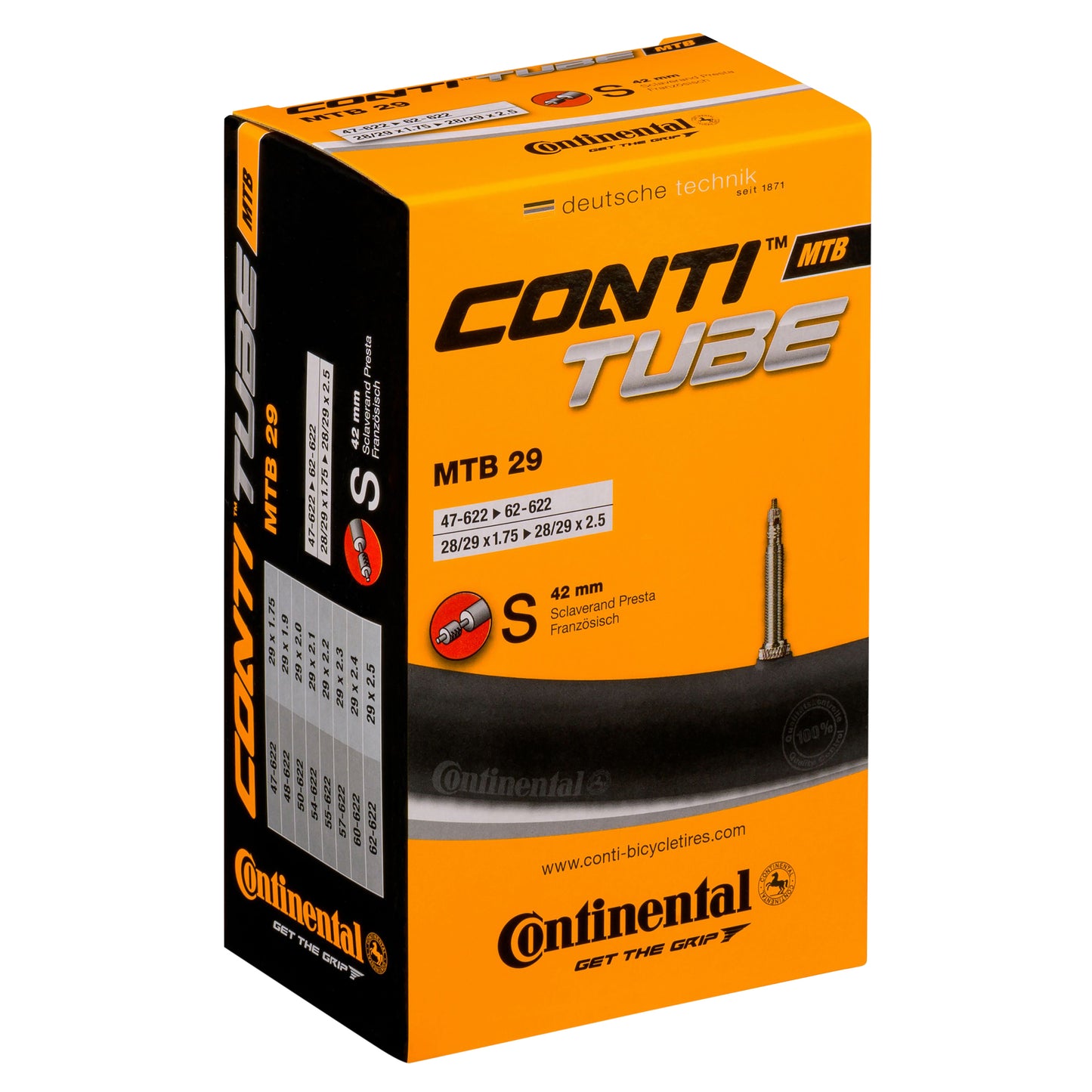 Inner tube bike 29 x 1.75-2.50 Continental Presta valve removable core