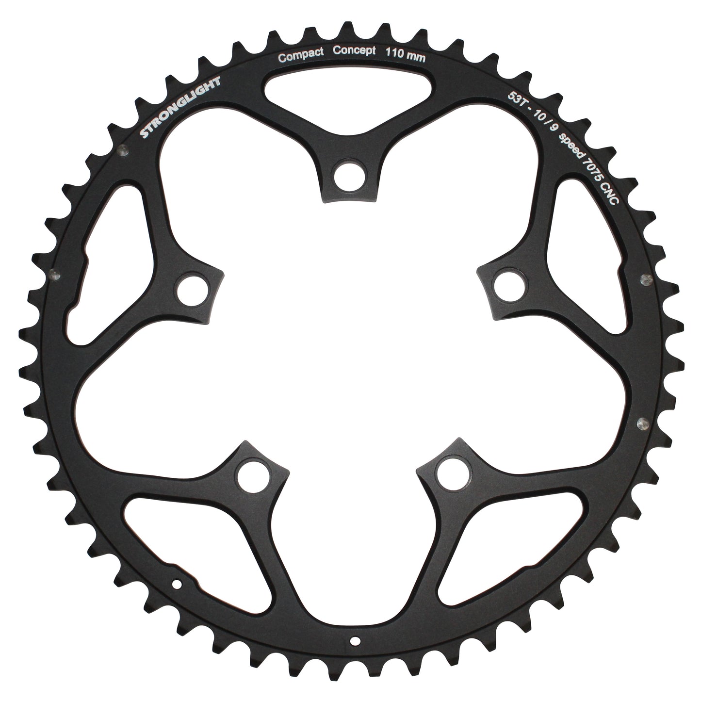 Plateau route Stronglight 5 bras D110 53D ext Shimano noir 9-10V