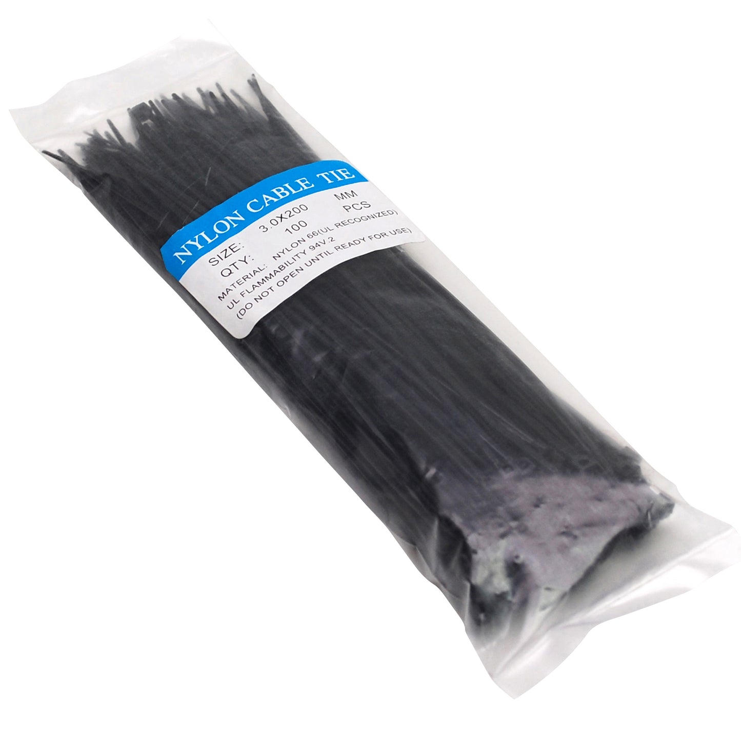 Colliers nylon Rilsan noirs 2.6 x 200 mm par 100