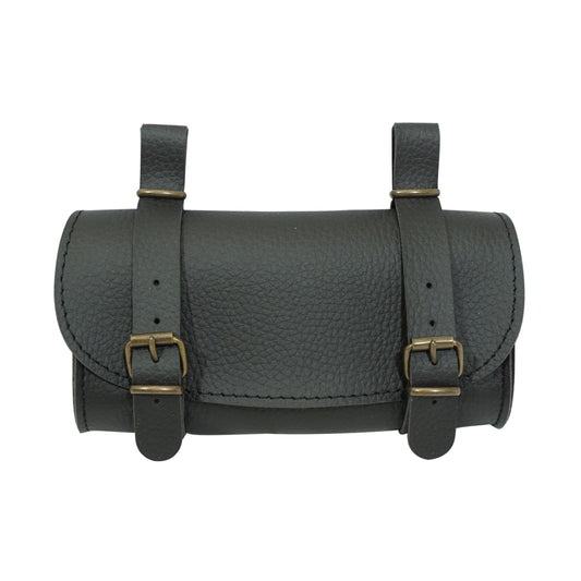 Sacoche de selle vélo vintage style cuir noir 16x8.5x3.5cm
