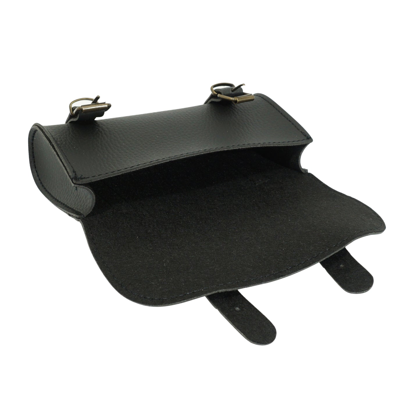 Vintage Black Leather Style Bicycle Saddle Bag 16x8.5x3.5cm