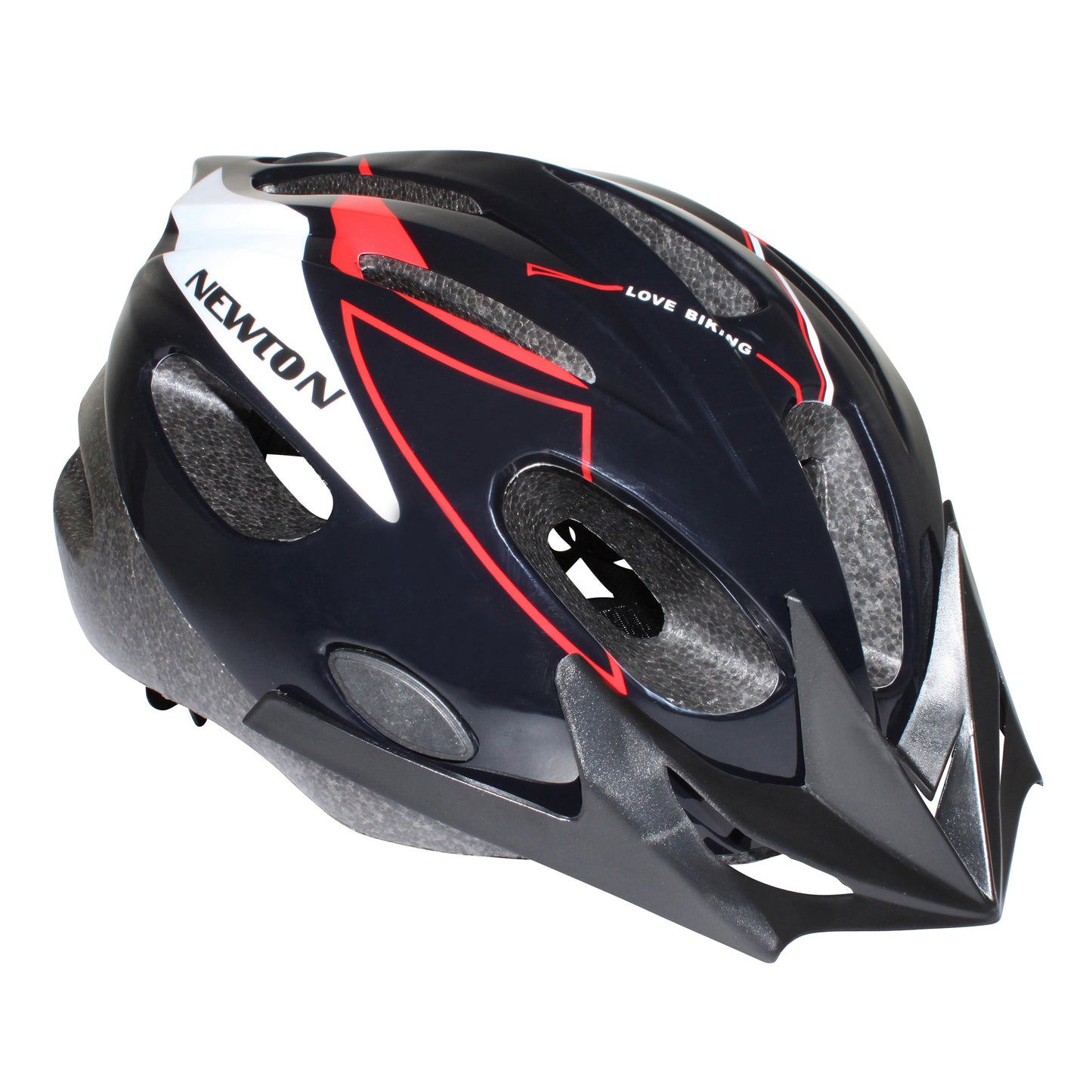 Newton Crossride Junior Kids' Bike Helmet, Black/Red, with Visor and Lock