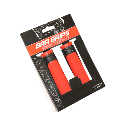 Poignées VTT Newton bi-matière rouge noir 130mm