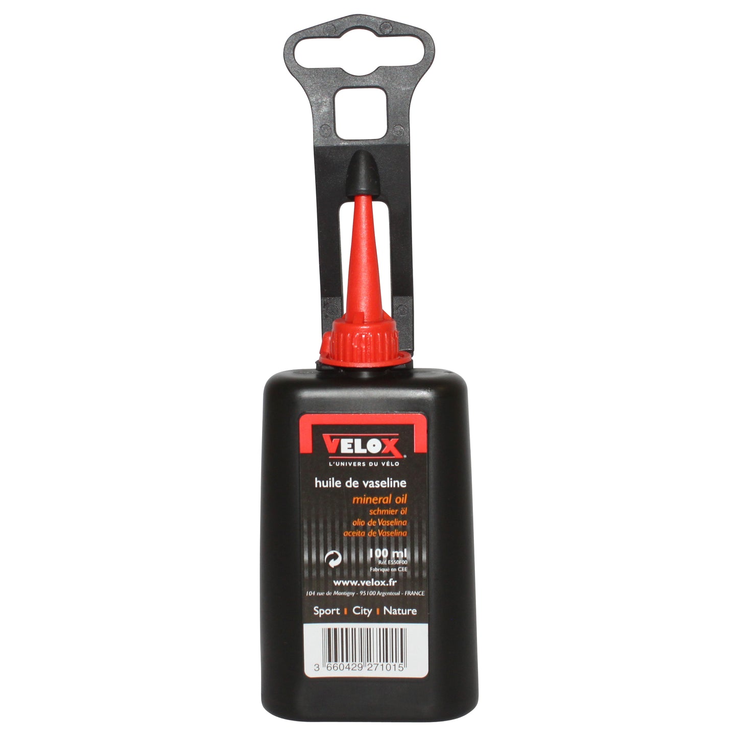 Huile vélo vaseline vélo Velox avec crochet présentoir (100ml)
