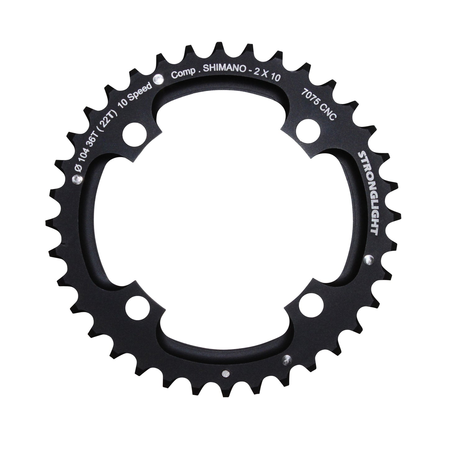 Plateau VTT 4 bras Stronglight D104 pour Shimano double 36D 10V