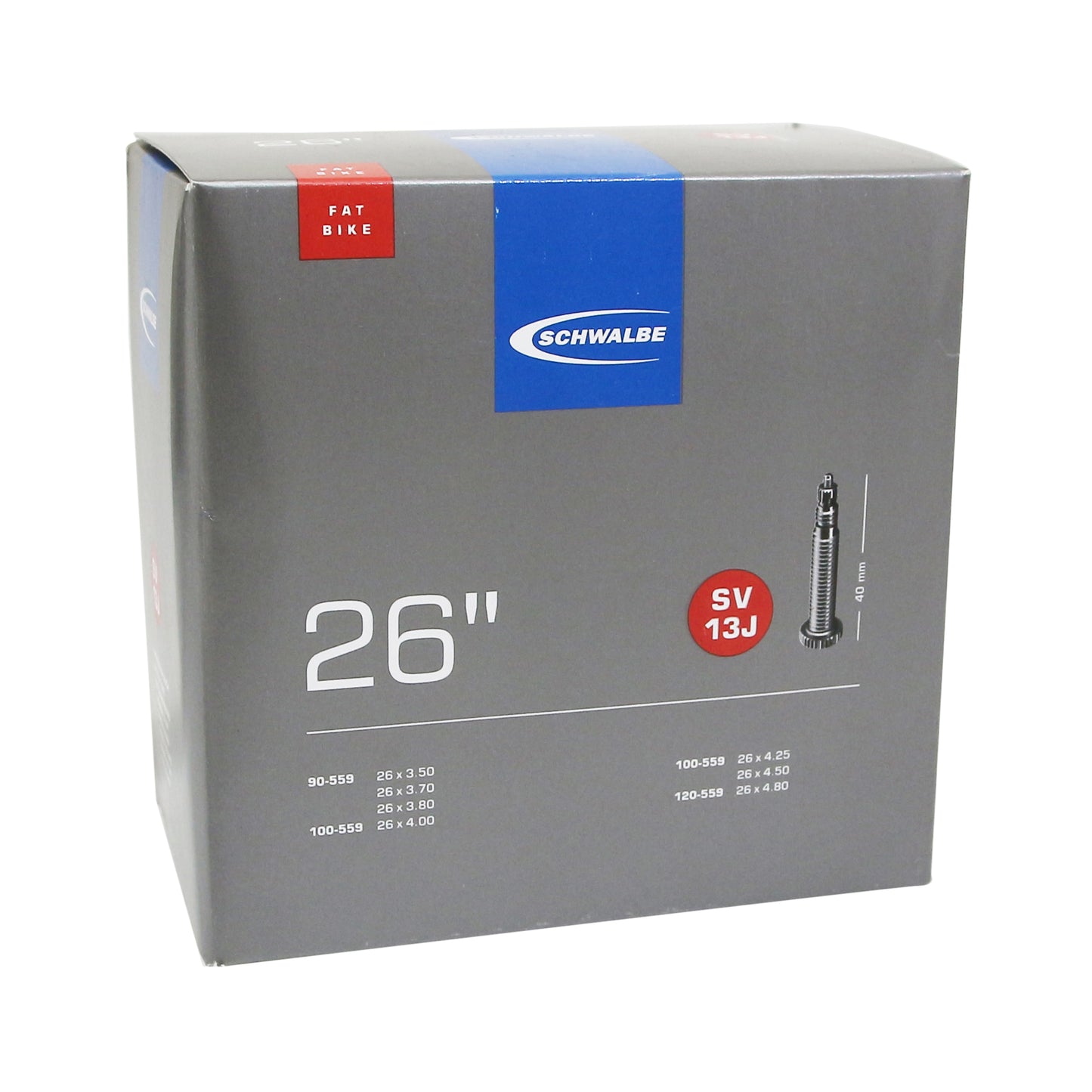 Chambre à air vélo 26 x 3.50-4.80 Schwalbe valve presta obus démontable tout alu (sv13j)