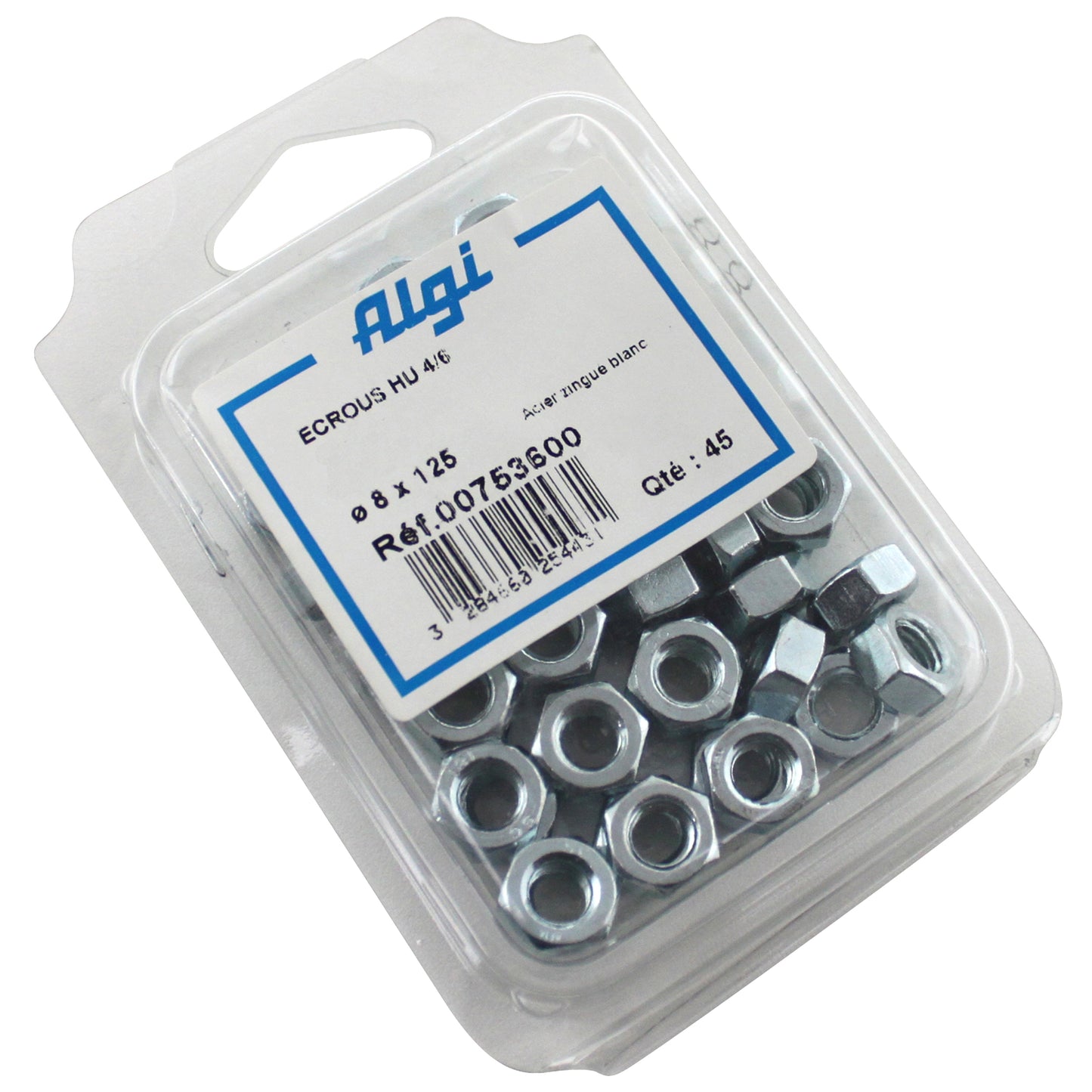 Écrou vélo Algi 6 pans diam 8