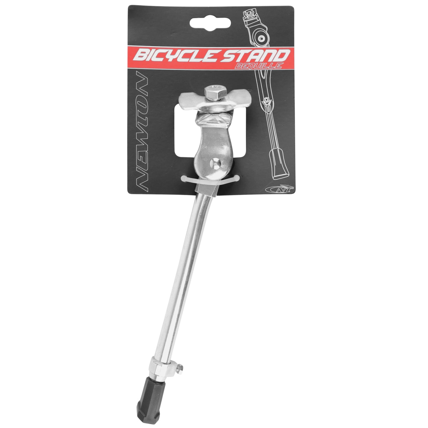Béquille vélo latérale avec plaque Newton 20-28" réglable alu argent
